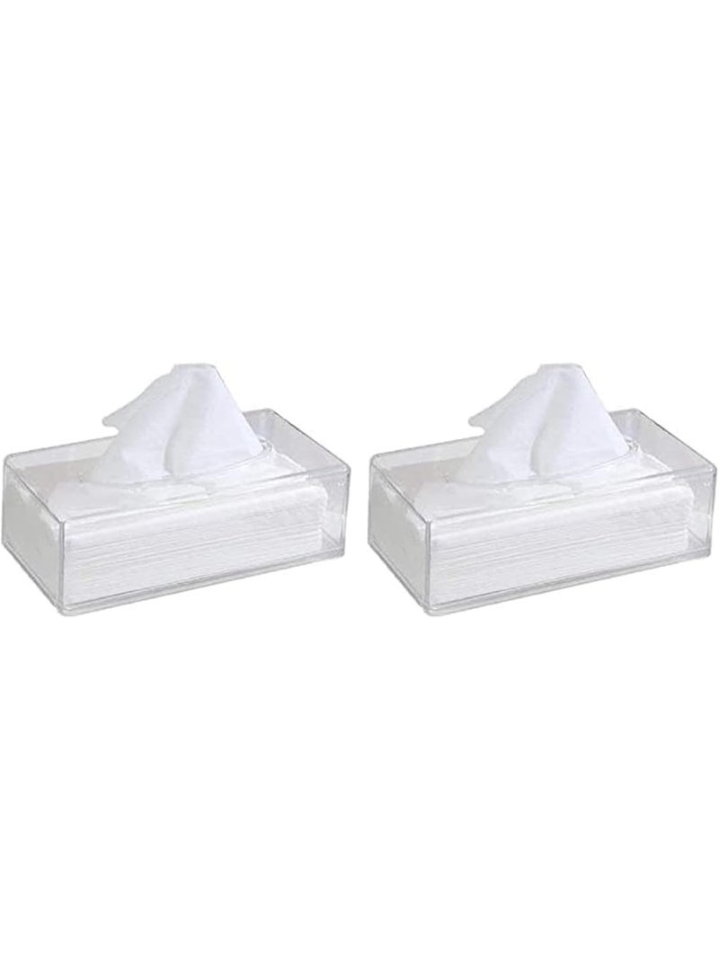 Altheqa Acrylic Clear Tissue Box cover Rectangular Napkin Car Office Paper holder Case, Transparent (Pack of 2) - Image 1